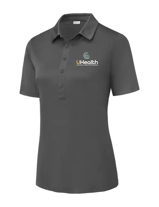 Dark Smoke Grey Womens Posi-UV Pro Polo w/Uhealth Logo