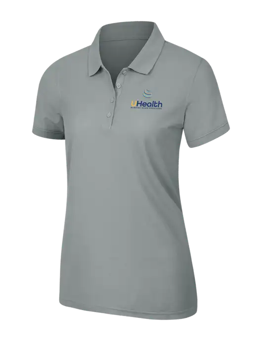 Light Grey Womens Core Classic Pique Polo w/Uhealth Logo