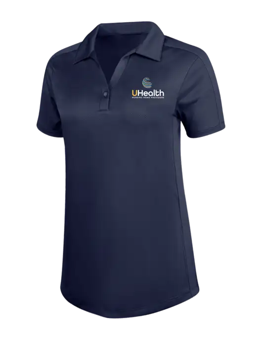 Womens Dark Navy Diamond Jacquard Polo w/Uhealth Logo