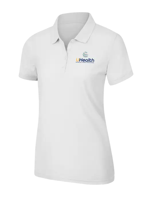 White Womens Core Classic Pique Polo w/Uhealth Logo