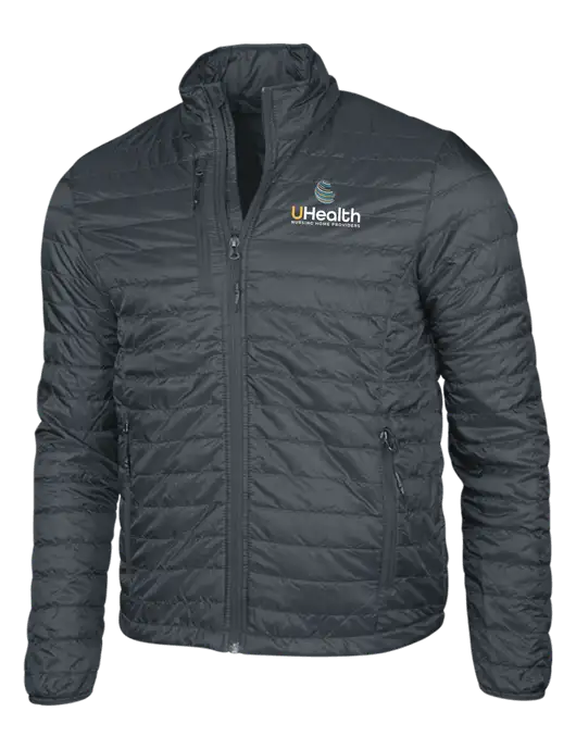 Dark Grey Puffy Packable Jacket w/Uhealth Logo