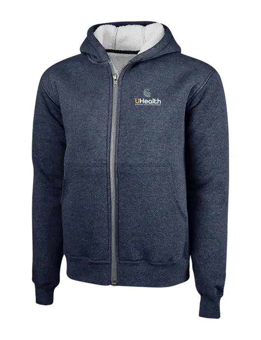 Cornerstone Navy Heavyweight Sherpa Lined Hooded Fleece Jacket w/Uhealth Logo