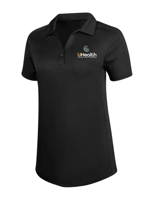 Womens Black Diamond Jacquard Polo w/Uhealth Logo