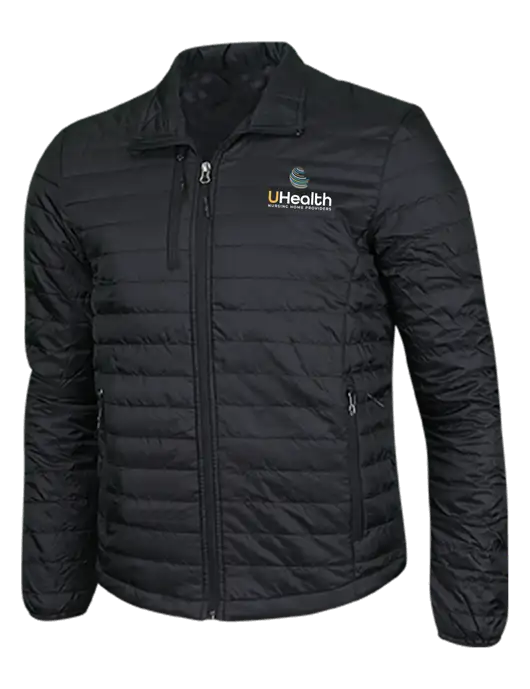 Deep Black Puffy Packable Jacket w/Uhealth Logo