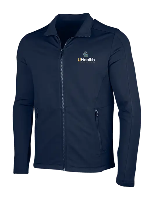 Navy Grid Fleece Jacket w/Uhealth Logo