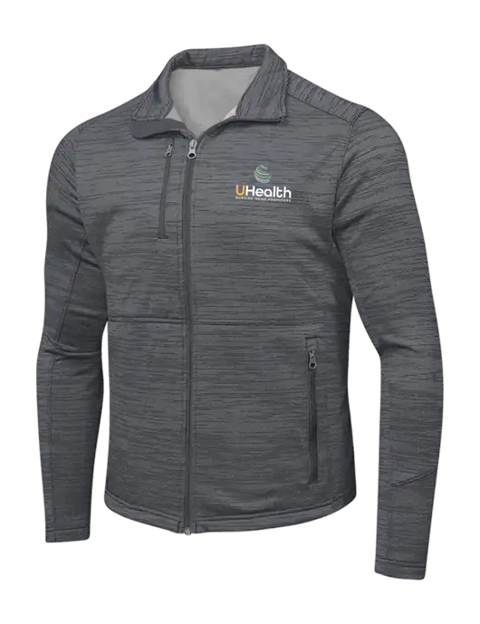 Medium Grey Digi Stripe Fleece Jacket w/Uhealth Logo