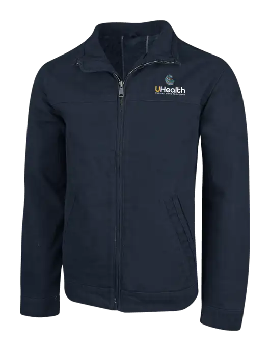 Cornerstone Navy Washed Duck Cloth Flannel Lined Work Jacket w/Uhealth Logo