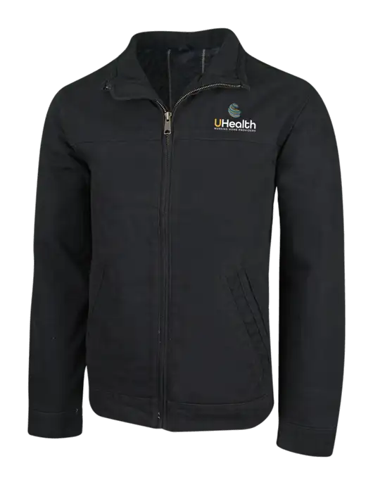 Cornerstone Black Washed Duck Cloth Flannel Lined Work Jacket w/Uhealth Logo
