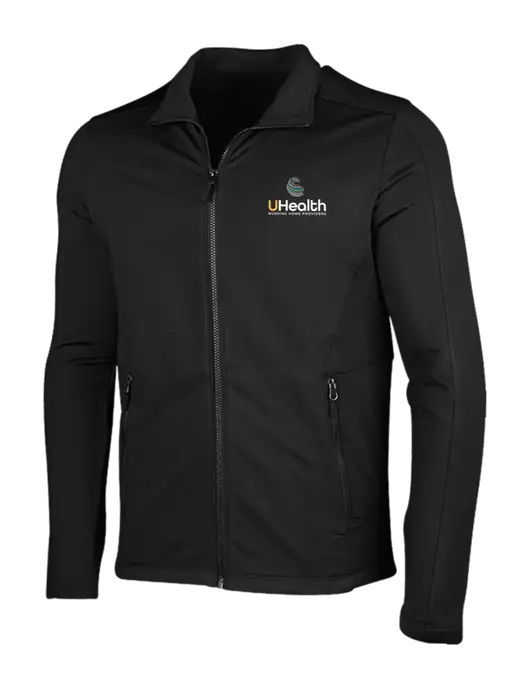 Deep Black Grid Fleece Jacket w/Uhealth Logo