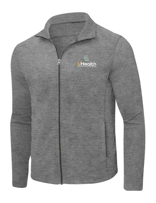 Medium Grey Heather Microfleece Full-Zip Jacket w/Uhealth Logo