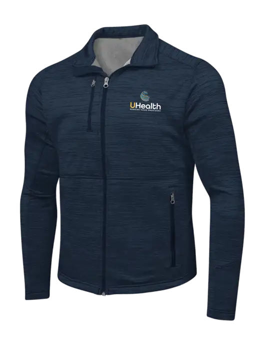 Navy Digi Stripe Fleece Jacket w/Uhealth Logo