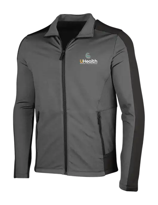 Medium Grey Heather Grid Fleece Jacket w/Uhealth Logo
