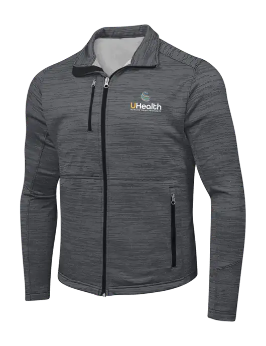 Dark Grey Digi Stripe Fleece Jacket w/Uhealth Logo