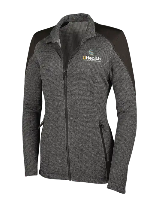 Medium Grey Heather Womens Grid Fleece Jacket w/Uhealth Logo