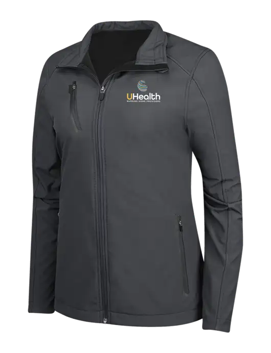Dark Grey Womens Welded Softshell Jacket w/Uhealth Logo