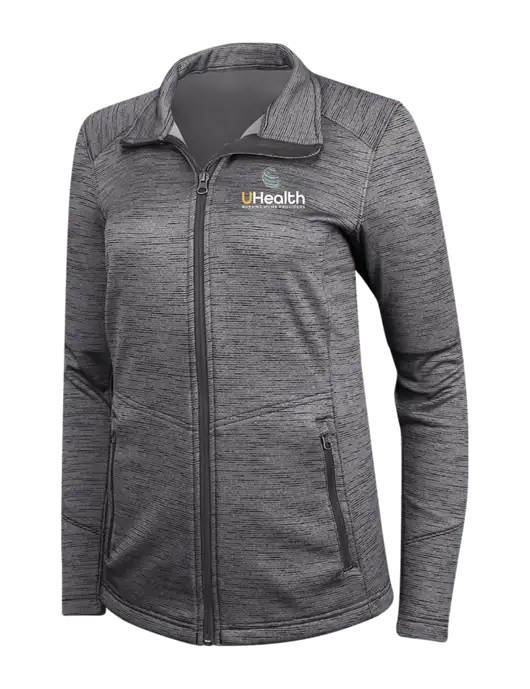 Womens Dark Grey Digi Stripe Fleece Jacket w/Uhealth Logo