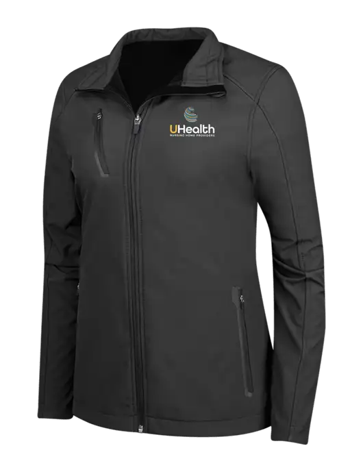 Black Womens Welded Softshell Jacket w/Uhealth Logo