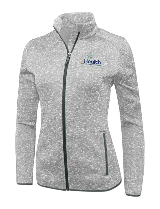 Grey Heather Womens Sweater Fleece Jacket w/Uhealth Logo