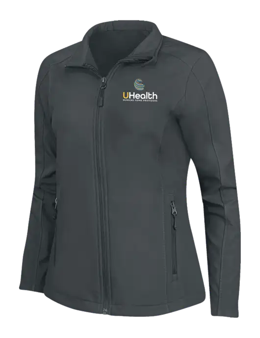 Charcoal Grey Womens Core Soft Shell Jacket w/Uhealth Logo