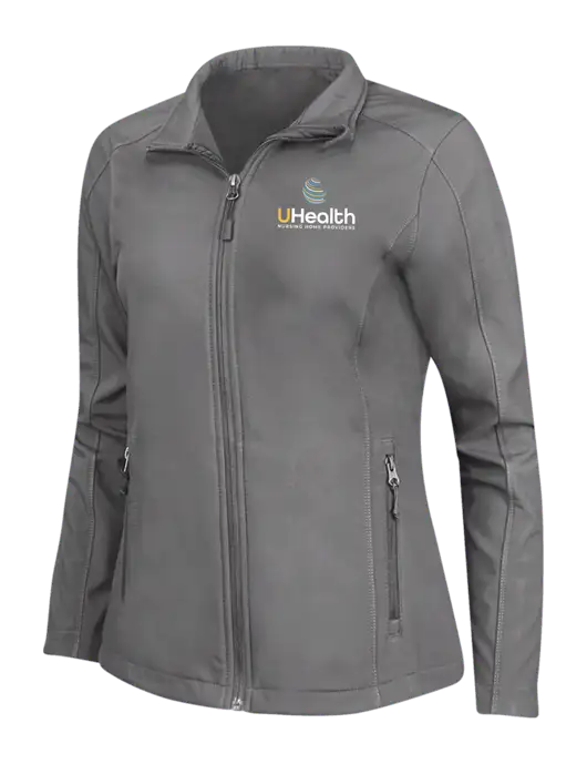 Medium Grey Womens Core Soft Shell Jacket w/Uhealth Logo