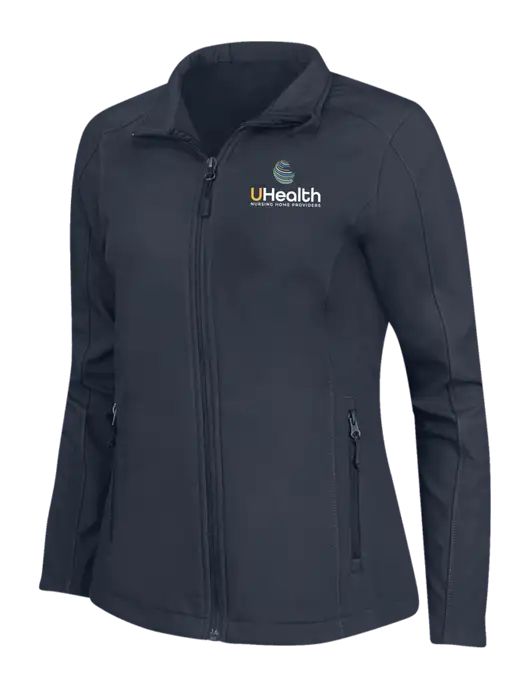 Navy Womens Core Soft Shell Jacket w/Uhealth Logo