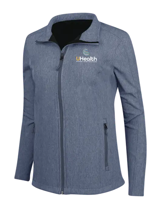 Navy Heather Womens Core Soft Shell Jacket w/Uhealth Logo
