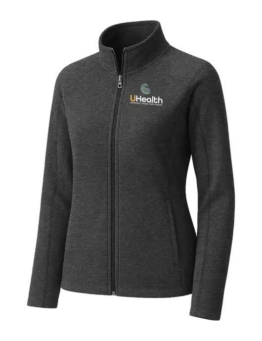Charcoal Womens Heather Microfleece Full-Zip Jacket w/Uhealth Logo