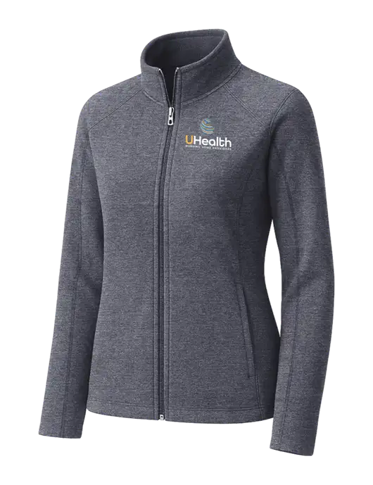 Light Navy Heather Womens Microfleece Full-Zip Jacket w/Uhealth Logo