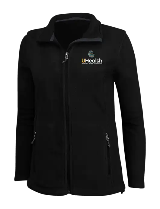 Womens Black Fleece Jacket w/Uhealth Logo