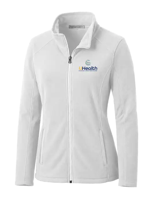 White Womens Microfleece Jacket w/Uhealth Logo