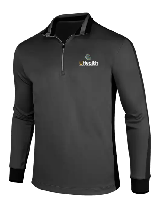 NIKE Anthracite Heather/Black Dry-Fit 1/2 Zip Cover-Up w/Uhealth Logo