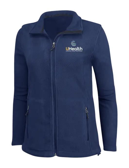 Womens Navy Fleece Jacket w/Uhealth Logo