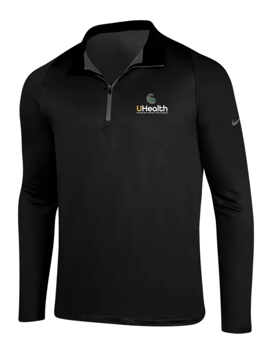 NIKE Black/Dark Grey Dry-Fit Stretch 1/2 Zip Cover-Up w/Uhealth Logo