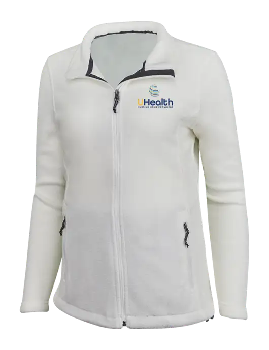 Womens White Fleece Jacket w/Uhealth Logo