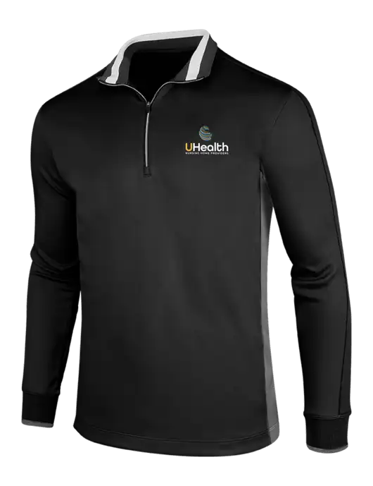 NIKE Black/Dark Grey/White Dry-Fit 1/2 Zip Cover-Up w/Uhealth Logo