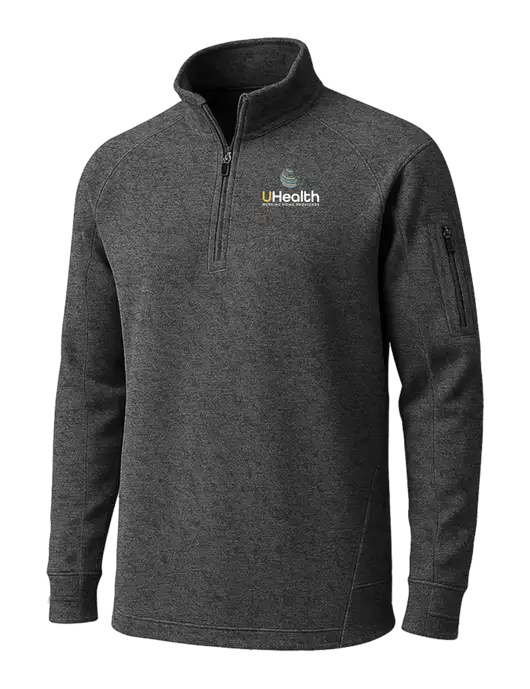 Graphite Heather Tech Fleece 1/4 Zip Pullover w/Uhealth Logo