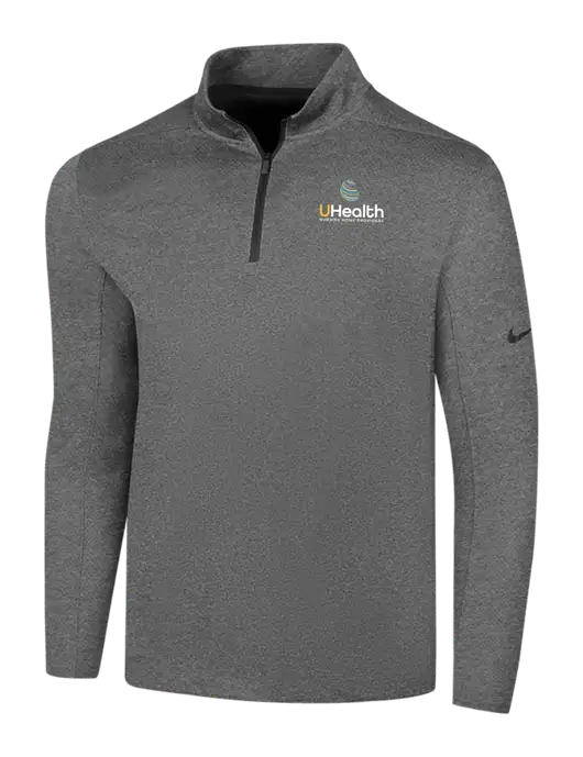 NIKE Dark Grey Heather Dry 1/2 Zip Cover-Up w/Uhealth Logo