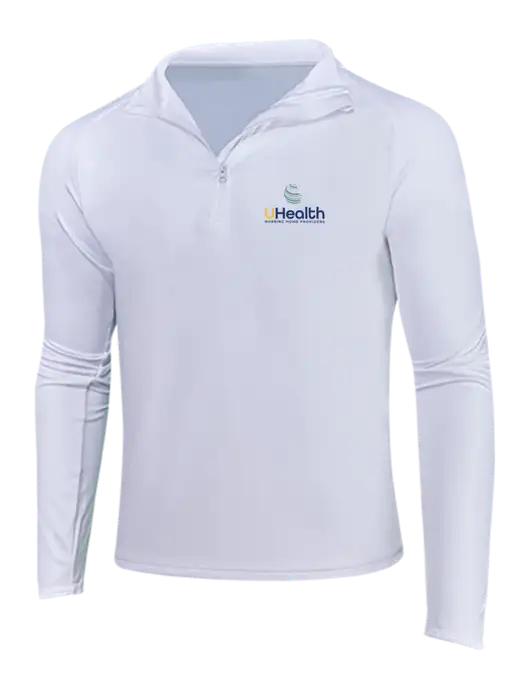White Sport Wick Stretch 1/4 Zip Pullover w/Uhealth Logo