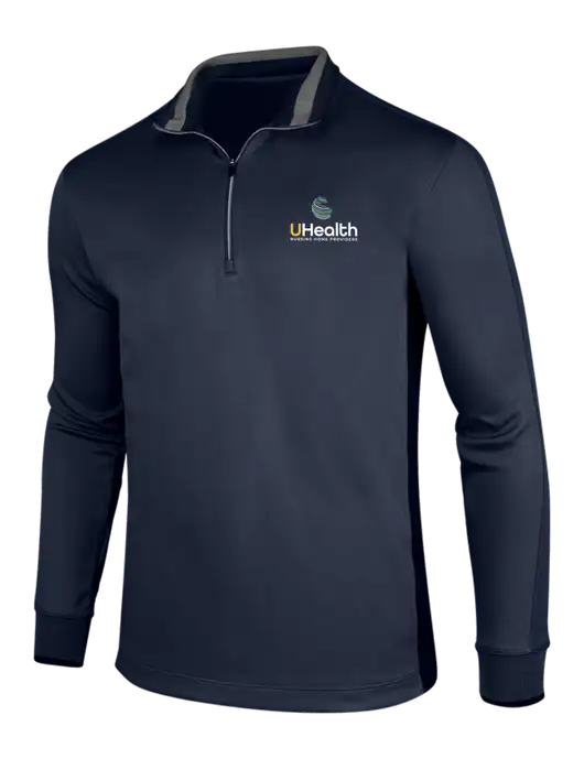 NIKE Midnight Navy Heather/Midnight Navy Dry-Fit 1/2 Zip Cover-Up w/Uhealth Logo