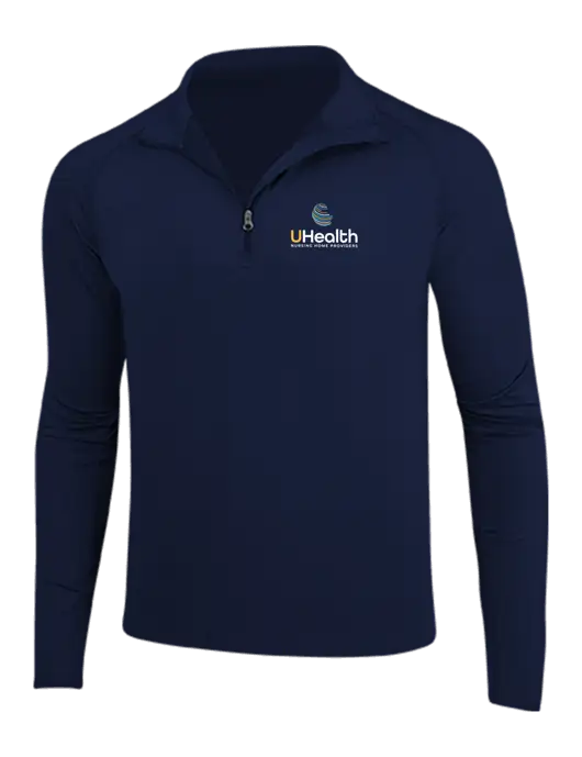 Navy Sport Wick Stretch 1/4 Zip Pullover w/Uhealth Logo