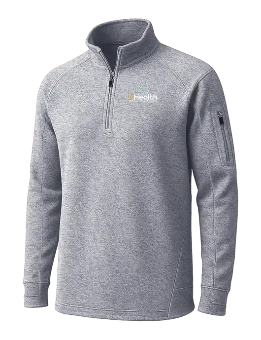 Grey Heather Tech Fleece 1/4 Zip Pullover w/Uhealth Logo