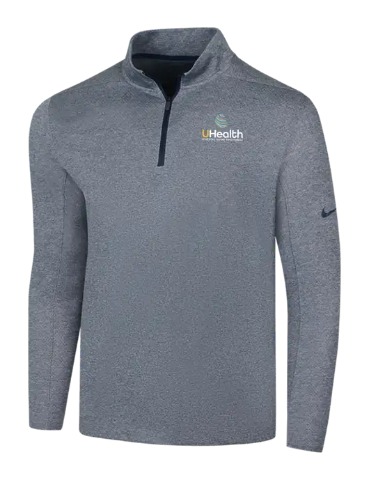 NIKE Navy Heather Dry 1/2 Zip Cover-Up w/Uhealth Logo