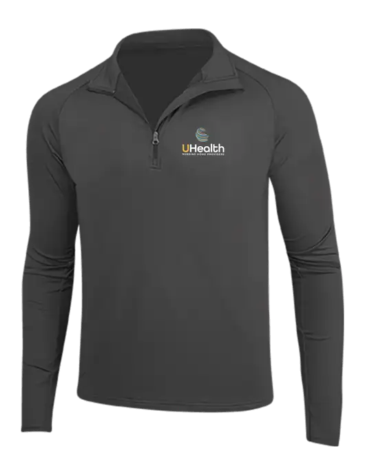 Charcoal Grey Sport Wick Stretch 1/4 Zip Pullover w/Uhealth Logo