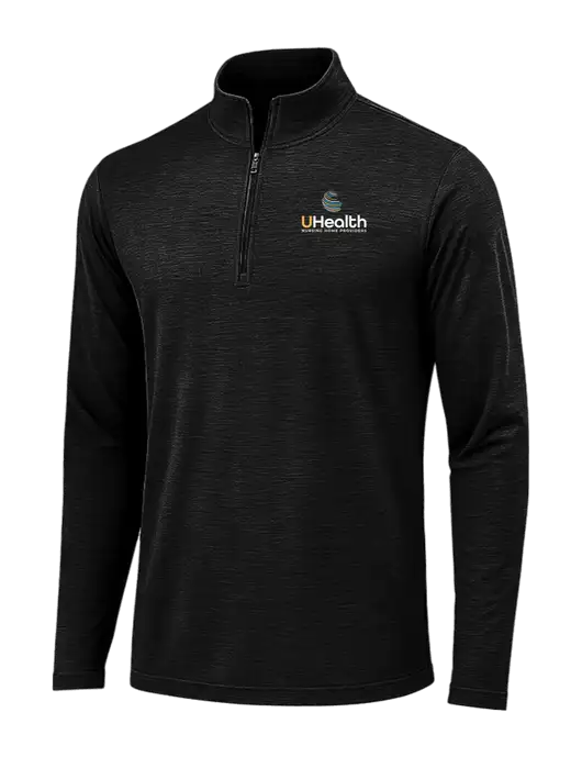 Black Triad Solid Posicharge Tri-Blend Wicking 1/4 Zip Pullover w/Uhealth Logo