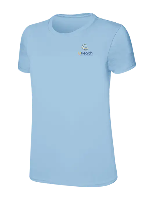 Womens Ring Spun Light Blue 4.5 oz T-Shirt w/Uhealth Logo