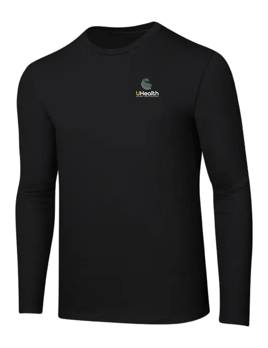 Ring Spun Jet Black 4.5 oz Long Sleeve T-Shirt w/Uhealth Logo