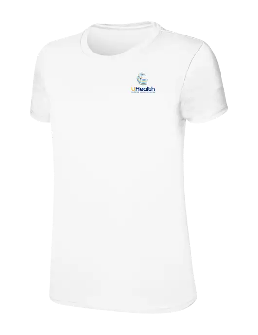 Womens Ring Spun White 4.5 oz T-Shirt w/Uhealth Logo