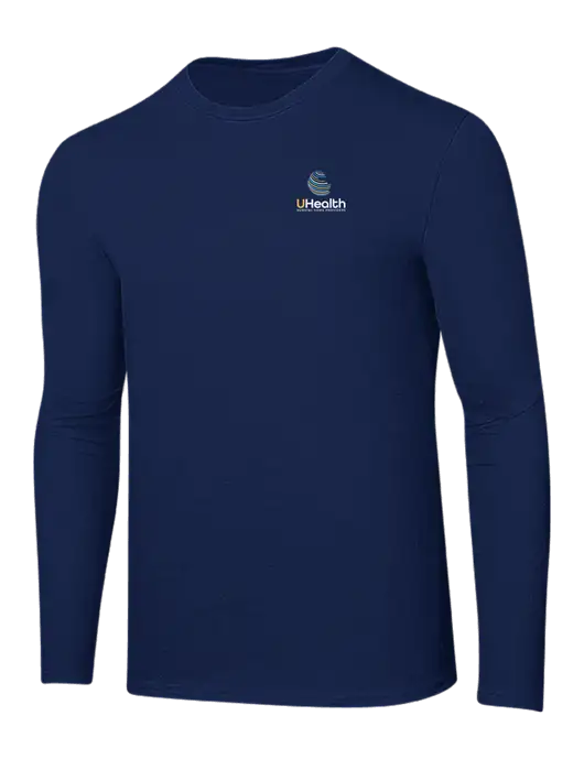 Ring Spun Navy 4.5 oz Long Sleeve T-Shirt w/Uhealth Logo