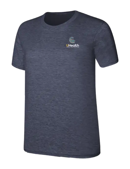 Womens Ring Spun Heather Navy 4.5 oz T-Shirt w/Uhealth Logo