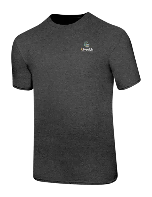 Ring Spun Dark Heather Grey 4.5 oz T-Shirt w/Uhealth Logo